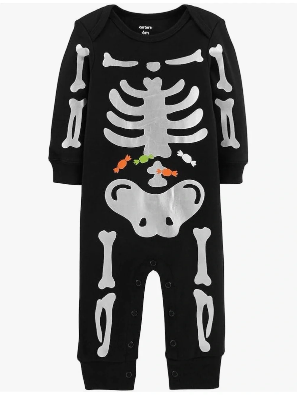 Carter's Black Skeleton Footie with Candy Accents